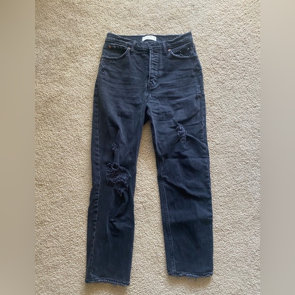 Abercrombie High Rise Dad Jeans size 26 short black distressed - Picture 9 of 15